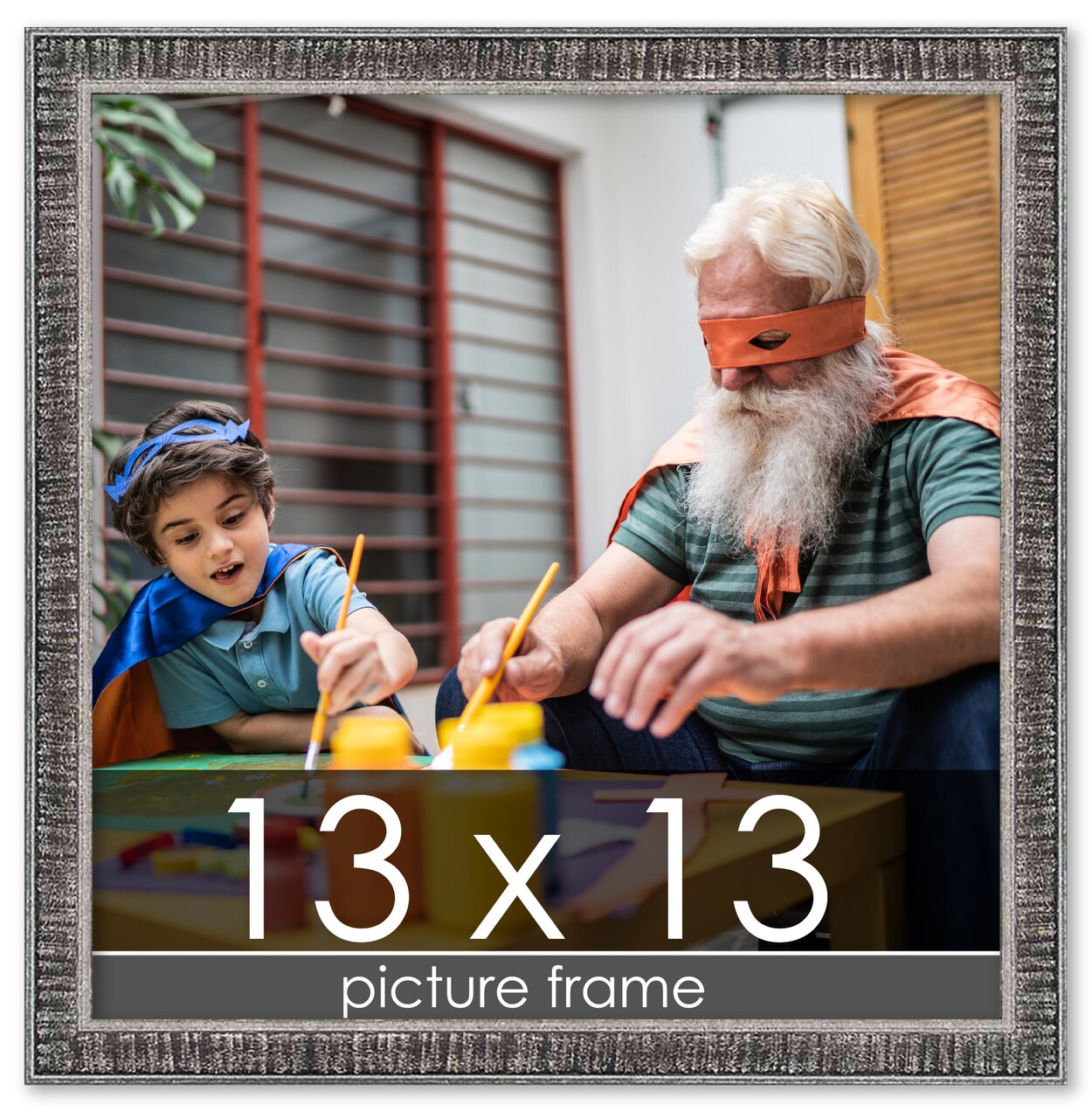 Square Textured Black Picture Frame - UV Acrylic, Foam Board Backing, Hanging Hardware
